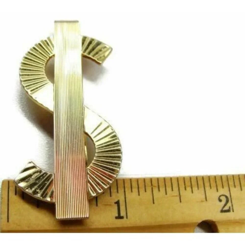 Money Clip Classic Dollar $ Sign Gold T Wallet Cash ID Credit Card Holder Vtg